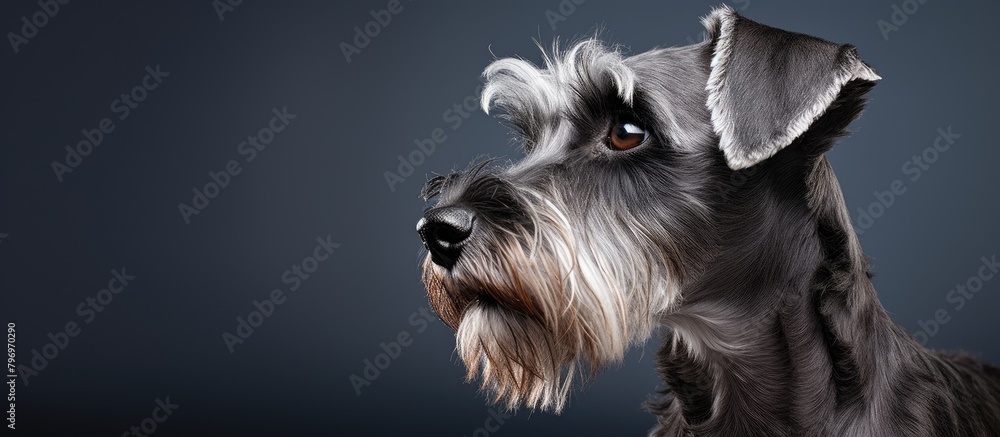 Dog close-up against dark backdrop