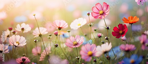 Field of blooming flowers under radiant sunlight © Ilgun