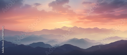 Mountains silhouette under a setting sun