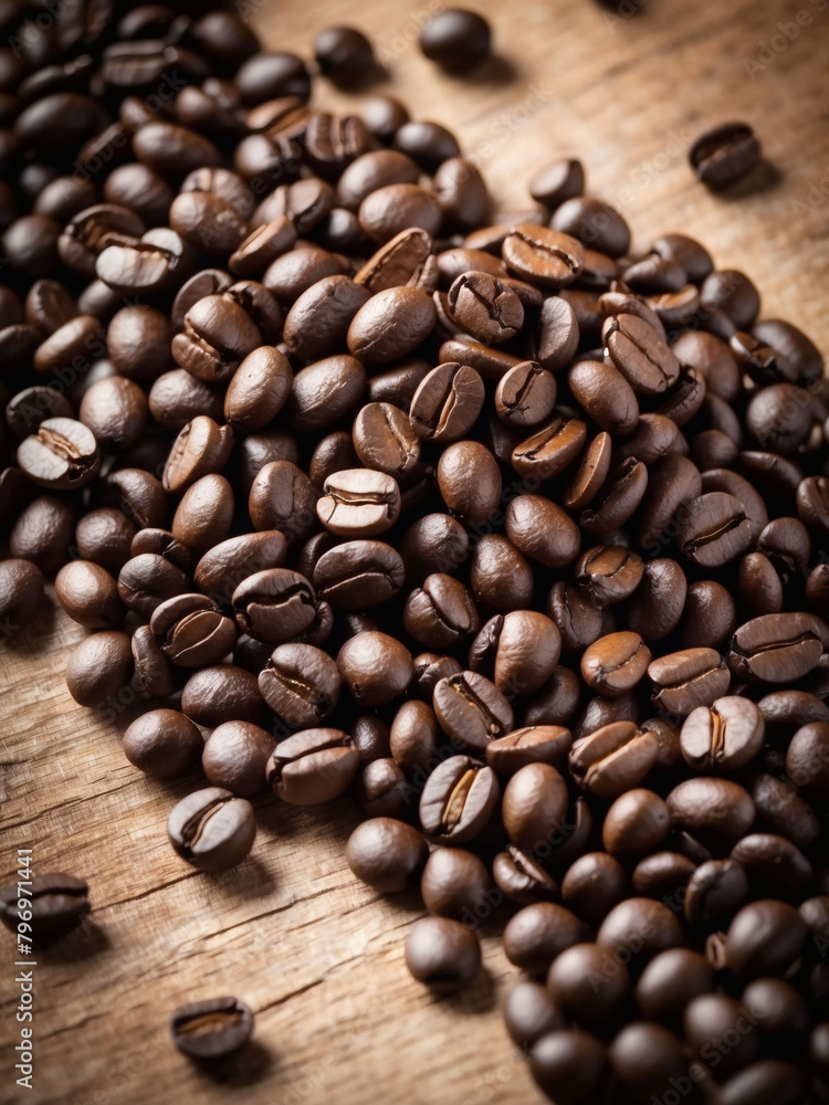 Rich and aromatic roasted coffee beans arranged in a captivating background.