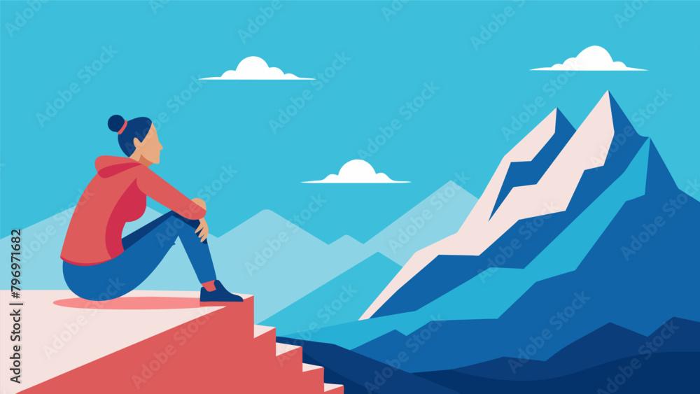 each step towards the top is a small victory I replied as we took a break to catch our breath.. Vector illustration