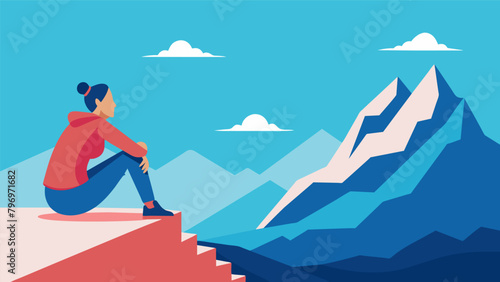 each step towards the top is a small victory I replied as we took a break to catch our breath.. Vector illustration