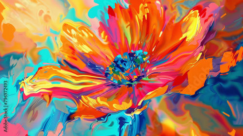 Sunset Bloom: A Burst of Colorful Magic. Generative AI