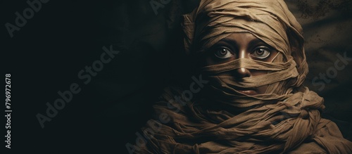 Woman elegant with veil over face