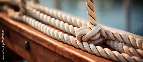 Rope on boat deck photo
