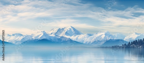 Mountains reflected in lake water