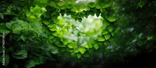 Heart leaf border amidst forest photo