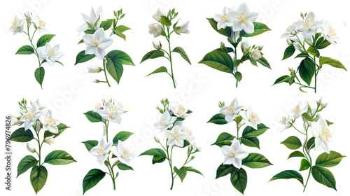 Exquisite Jasmine Blossom on Transparent Background: A Symbol of Natural Beauty and Fragrance, Perfect for Floral Decor and Wellness Concepts