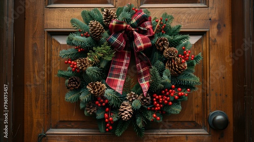 Rustic Christmas Wreath, generative ai © Matus