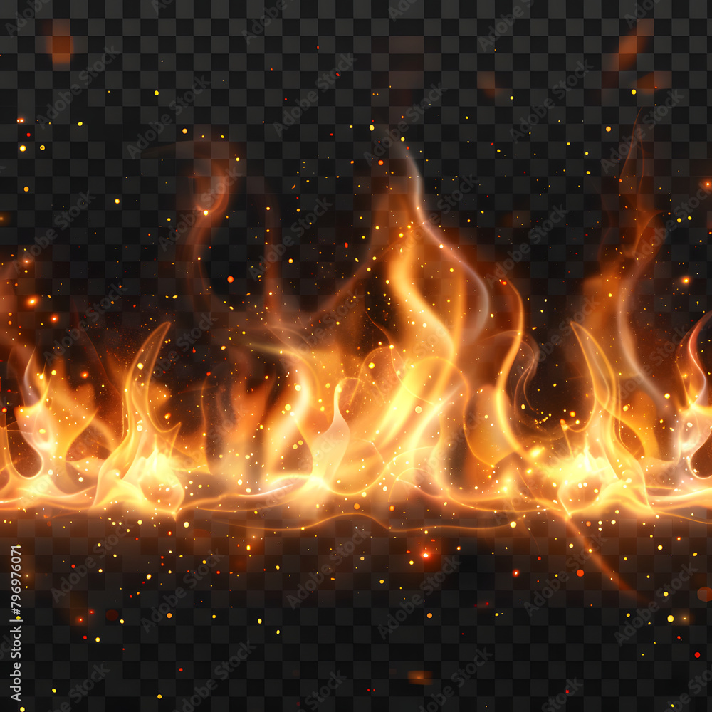 Translucent fire flame and sparks AI generative Translucent fire flame and sparks AI generative