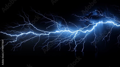 Electric blue lightning bolts on dark background