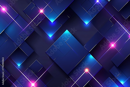 Geometric pattern with glowing lights, modern and futuristic background for mobile phone wallpaper or techthemed design The pattern features symmetrical triangles and squares in shades of blue and pur photo