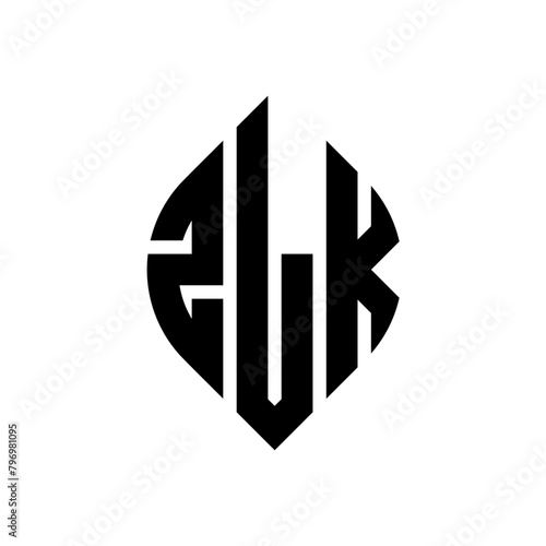 ZLK circle letter logo design with circle and ellipse shape. ZLK ellipse letters with typographic style. The three initials form a circle logo. ZLK Circle Emblem Abstract Monogram Letter Mark Vector.