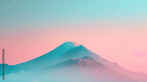 Stunning minimalist background of a single mountain against a gradient sky, with a subtle texture adding depth. 3d illustration photo