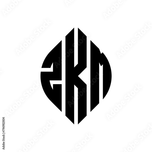 ZKM circle letter logo design with circle and ellipse shape. ZKM ellipse letters with typographic style. The three initials form a circle logo. ZKM Circle Emblem Abstract Monogram Letter Mark Vector.