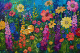 A medley of colorful wildflowers, creating a vibrant and cheerful composition.