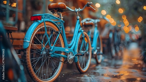 Bicycles are a popular mode of transportation in urban areas. Concept Urban Transportation, Bicycles photo