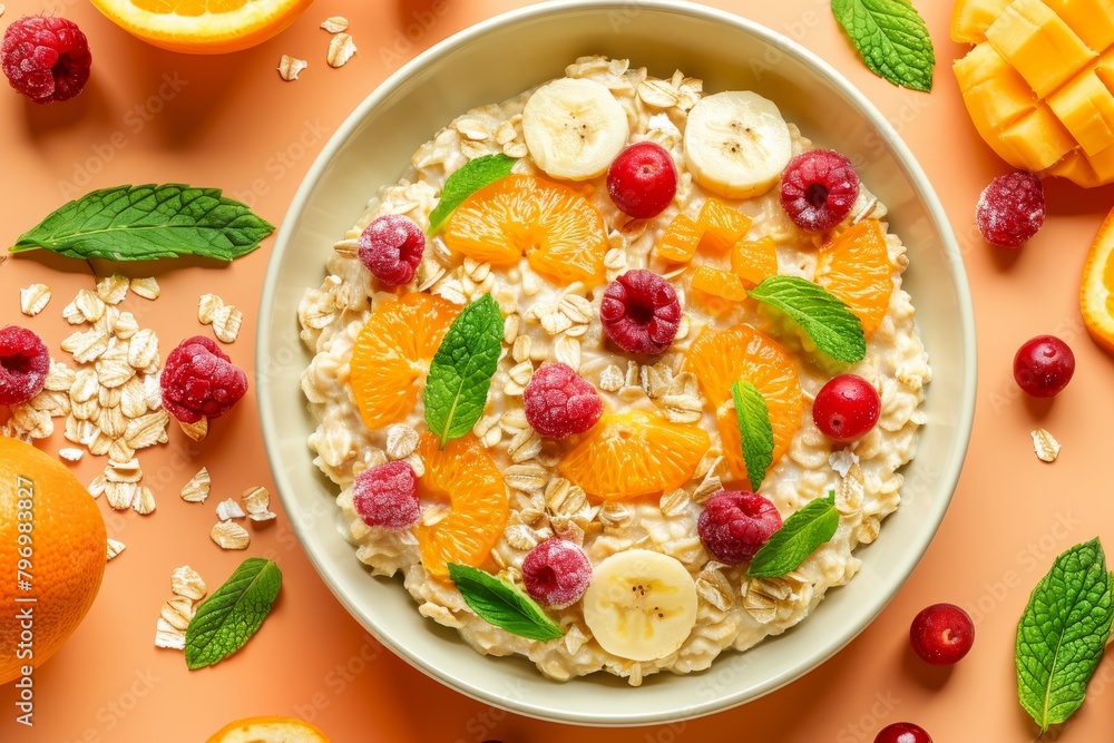 Start your day with a healthful serving of organic porridge, a breakfast option that provides morning nourishment with a light meal enriched with roughage and dried fruit. Start your day with a healthful serving of organic porridge, a breakfast option that provides morning nourishment with a light meal enriched with roughage and dried fruit.