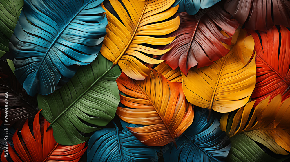 Colorful palm leaves background Colorful palm leaves background