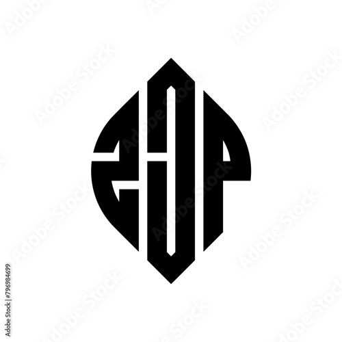 ZJP circle letter logo design with circle and ellipse shape. ZJP ellipse letters with typographic style. The three initials form a circle logo. ZJP Circle Emblem Abstract Monogram Letter Mark Vector.
