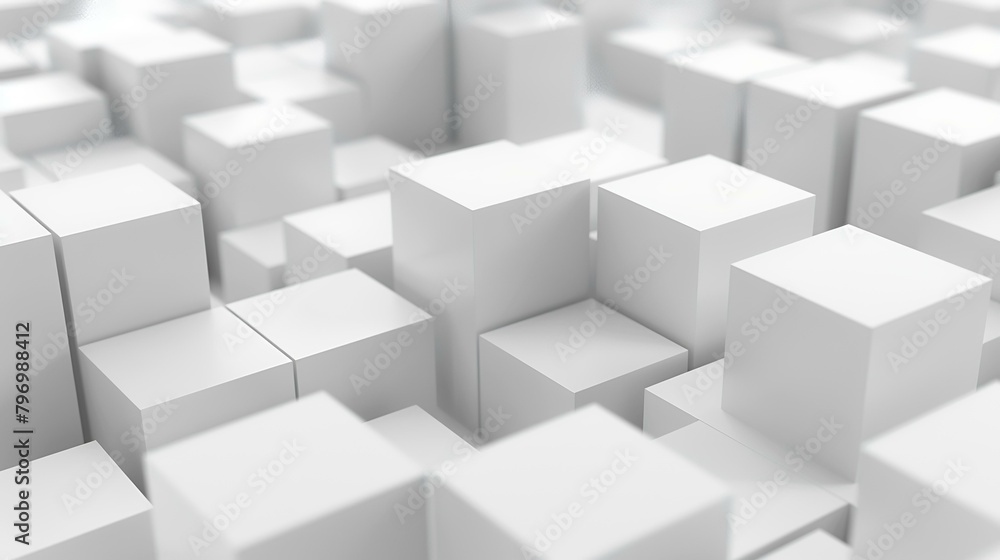 White abstract background with cubes. 3d render illustration, 3d render White abstract background with cubes. 3d render illustration, 3d render