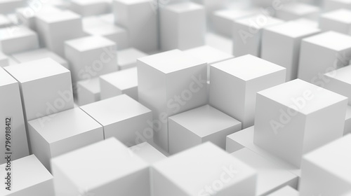 White abstract background with cubes. 3d render illustration, 3d render