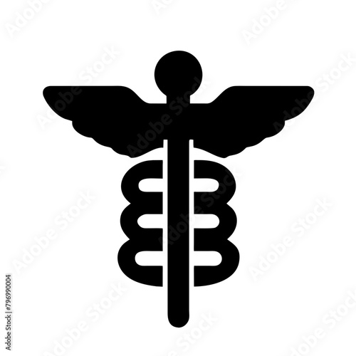 Medical caduceus icon vector graphics element silhouette Healthcare symbol sing isolated illustration on a Transparent Background