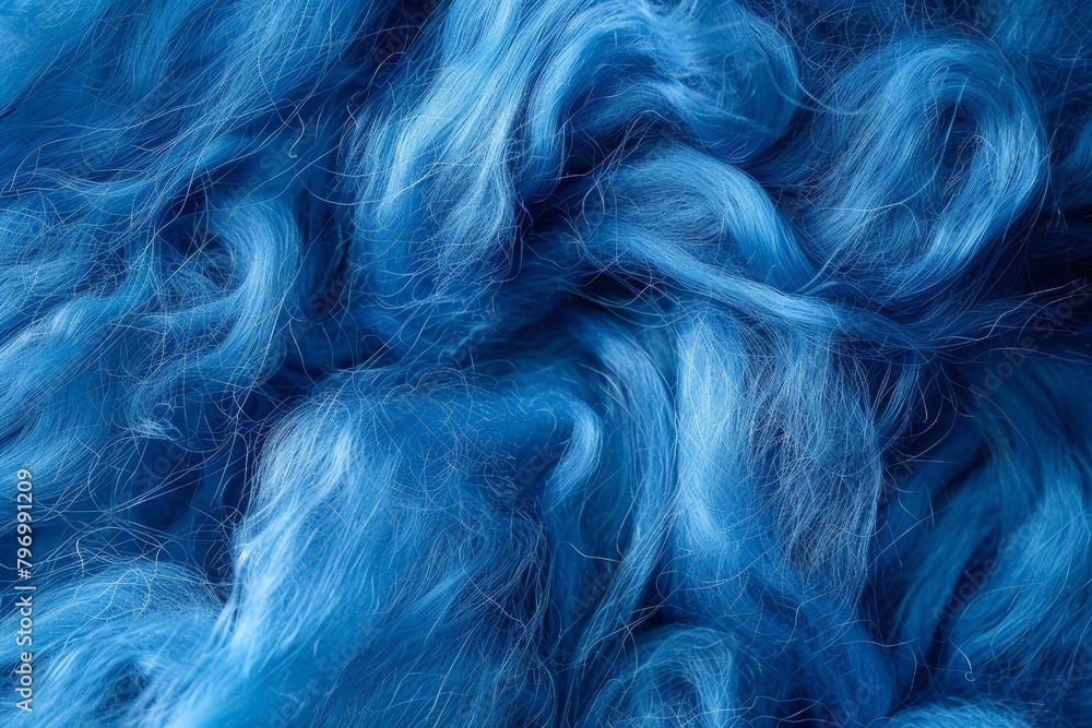 Obraz premium Close-up of Vibrant Blue Textured Hair