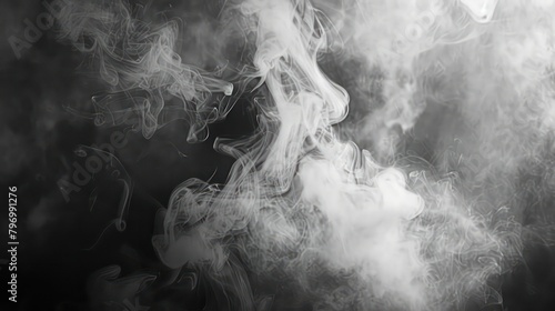 White fog or smoke on dark copy space background. illustration