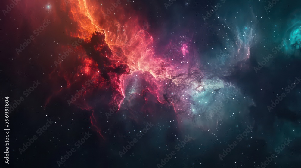 Fototapeta premium Colorful space galaxy cloud nebula. Stary night cosmos. Universe science astronomy. Supernova background wallpaper