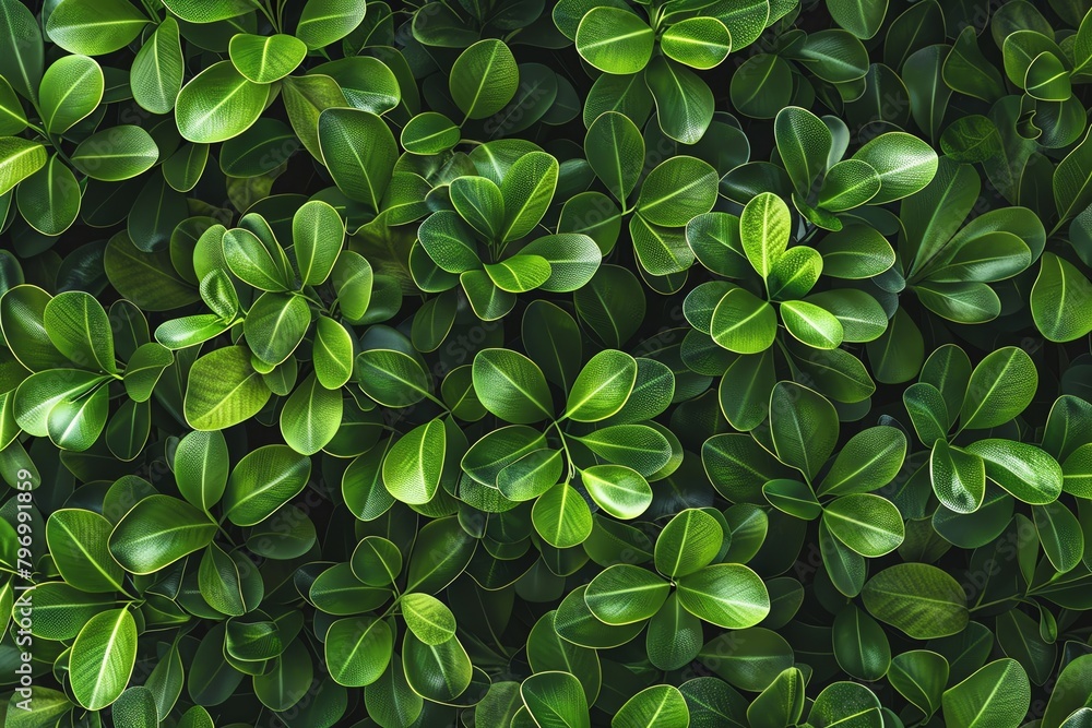 Green bush background with small leaves, seamless texture Top view of nature pattern for garden or plant wall art decoration Photorealistic image in the style of nature Extreme close-up shot Green bush background with small leaves, seamless texture Top view of nature pattern for garden or plant wall art decoration Photorealistic image in the style of nature Extreme close-up shot
