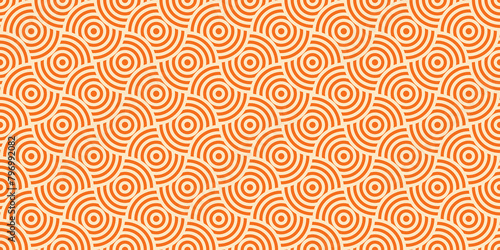 Japanese seamless pattern in oriental geometric traditional style.Circle ornament.Orange abstract asian creative motif. Vintage tiger.