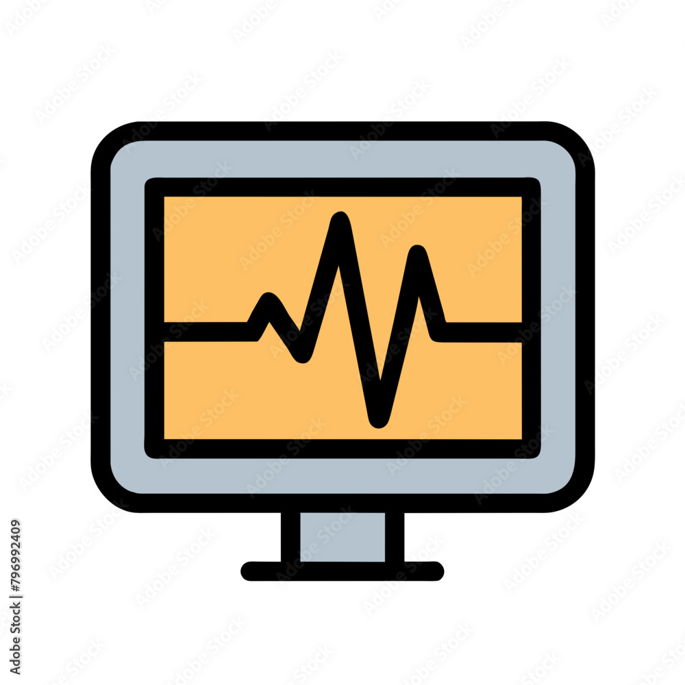Heartbeat monitor icon, Vector graphics silhouette sing symbol Illustration on a Transparent Background