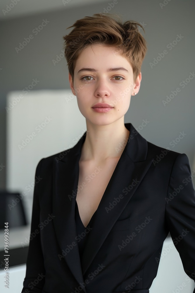 Confident young professional in a modern office setting Confident young professional in a modern office setting