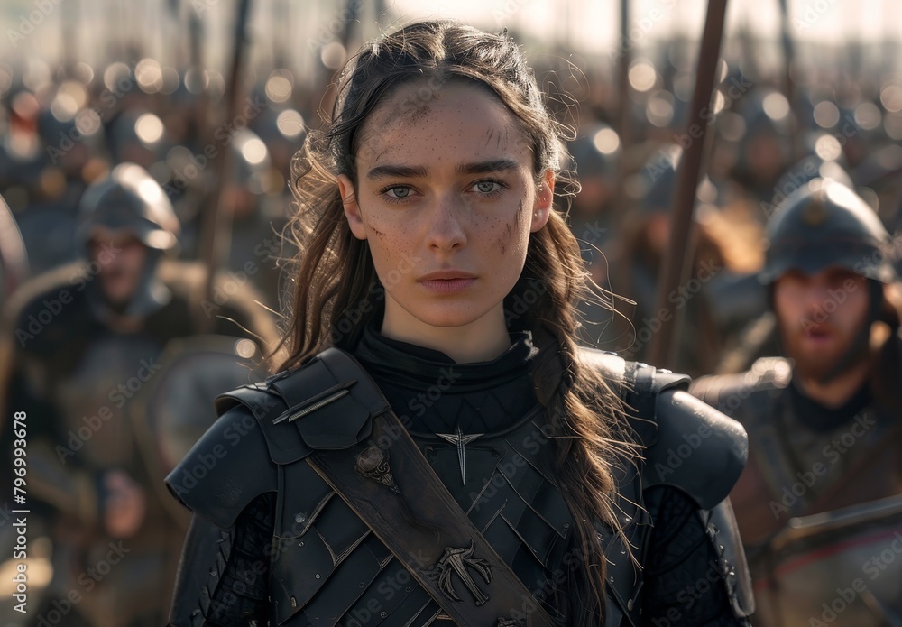 Fototapeta premium Determined female warrior ready for battle