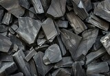 Close-up of Stacked Black Slate Rocks