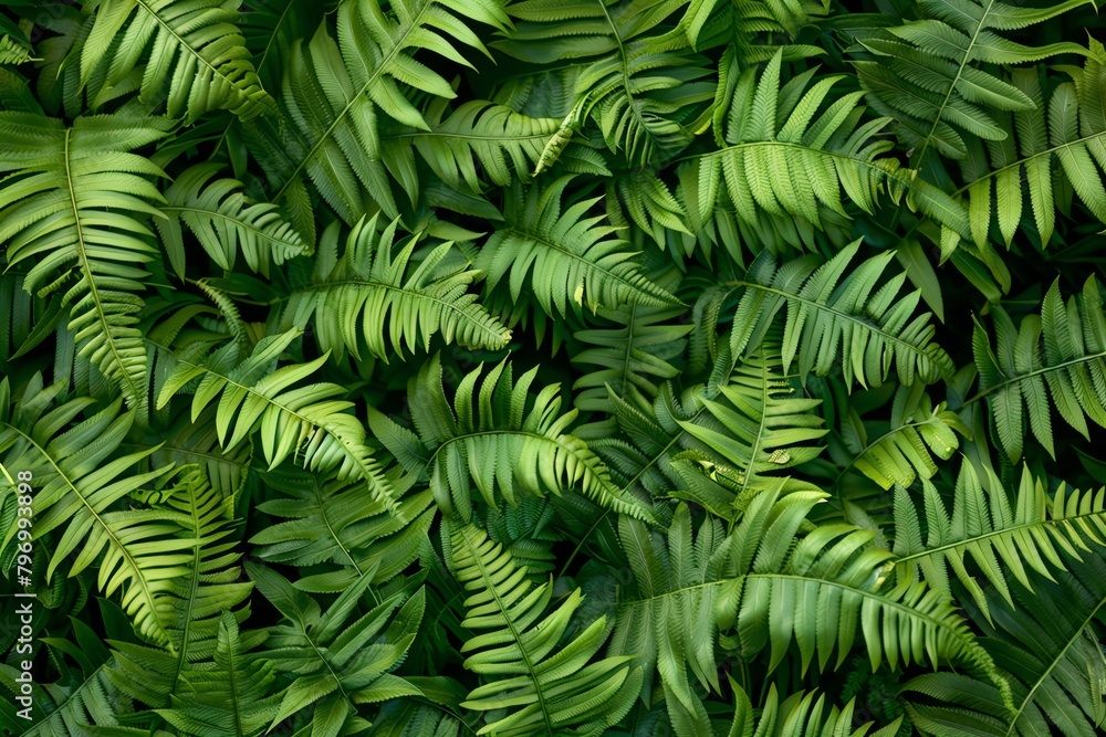 green ferns texture background, seamless pattern, hyper realistic depth of field bokeh effect