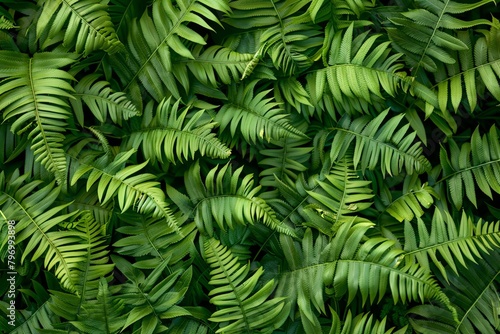 green ferns texture background  seamless pattern  hyper realistic depth of field bokeh effect