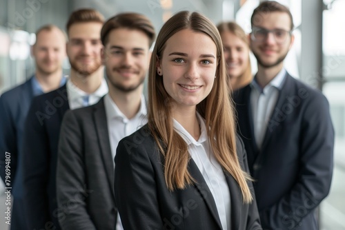 Professional team of business people smiling in office