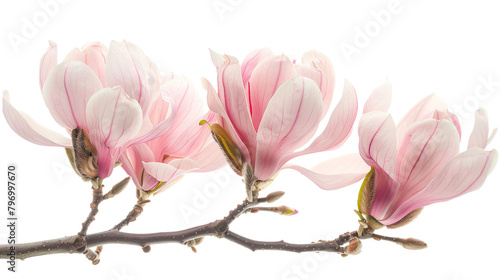 Elegant Magnolia Flowers on Transparent Background  Beautiful Nature Floral Bloom for Spring Garden Decoration