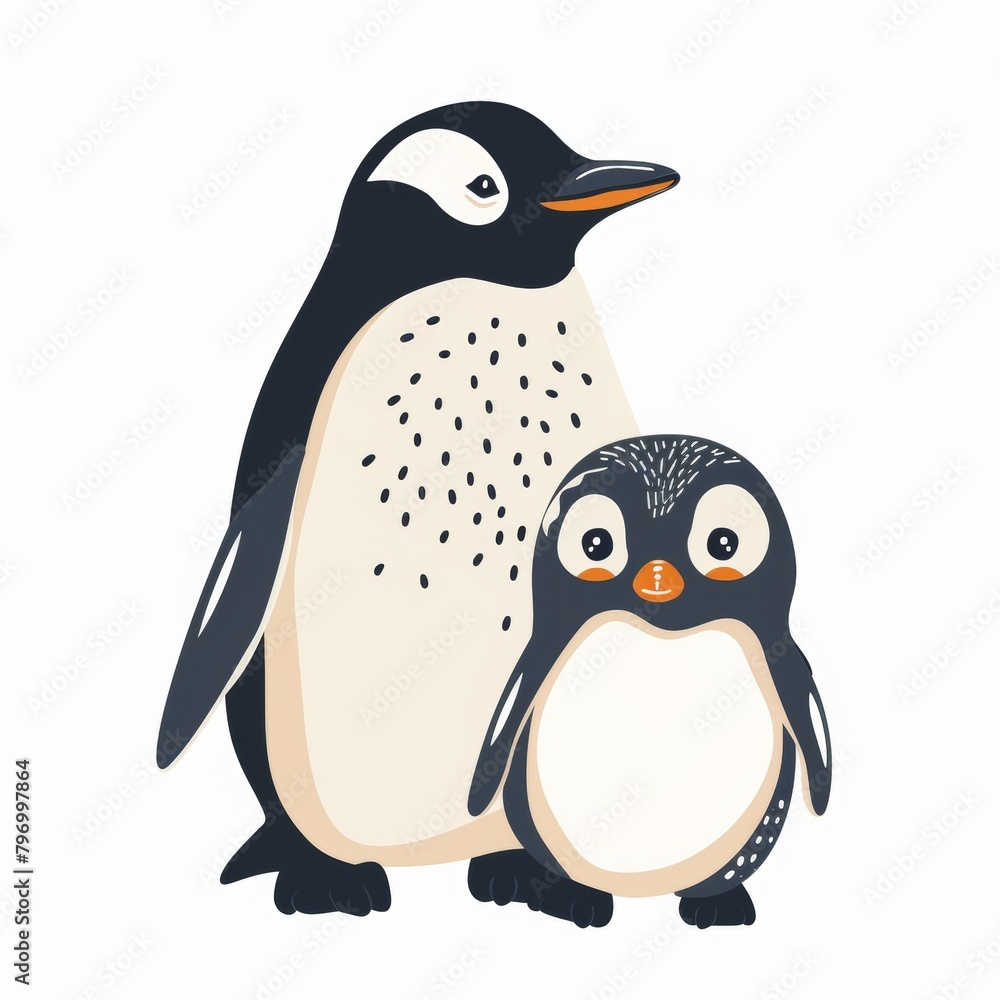 Obraz premium Penguin. Flat vector illustration of cute animal. Baby nursery art.
