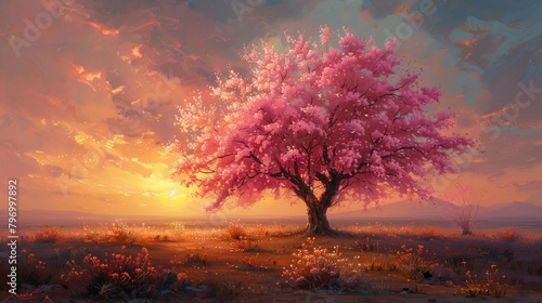 Sunrise Serenity with Cherry Blossoms, generative ai