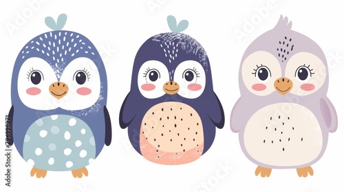 Penguin. Flat vector illustration of cute animal. Baby nursery art.