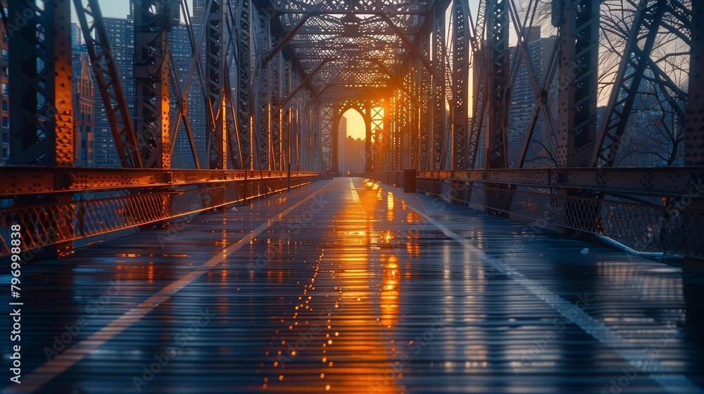Shadows and Highlights: Evening Cityscape Bridge, generative ai
