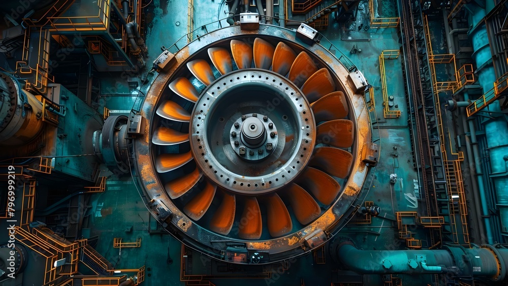 Power Generation at an Industrial Plant Using a Steam Turbine. Concept Steam Turbine, Power Generation, Industrial Plant, Energy Efficiency, Sustainable Practices