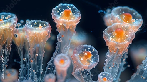 Aspergillus Filaments Under Microscope: Close-Up Macro Photography of Mold Spores Growing in Agar. Concept Microorganisms, Close-Up Photography, Science and Research, Agar Cultures, Mold Spores