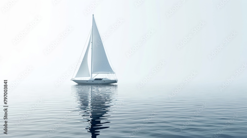 Fototapeta premium Sailing ship in sea water.