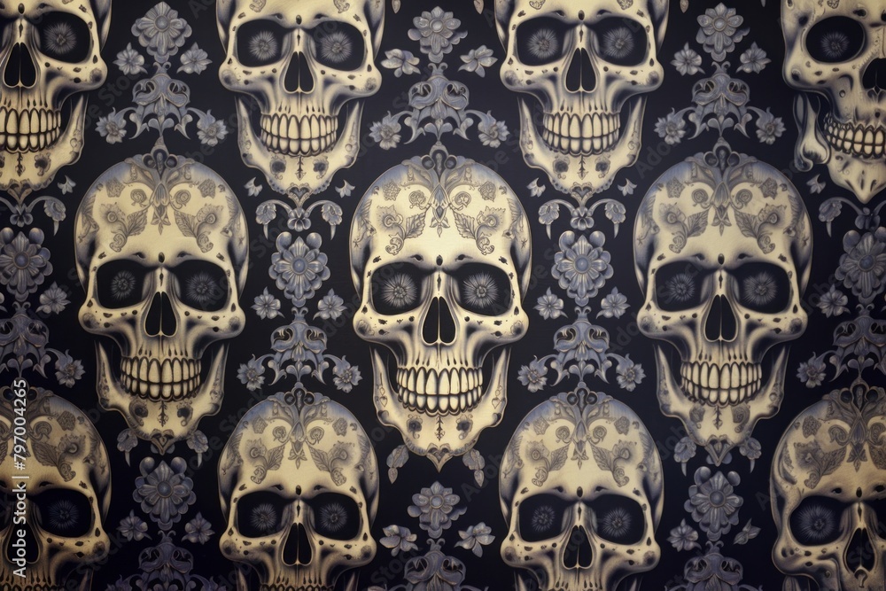 Skull pattern art backgrounds repetition. Skull pattern art backgrounds repetition.