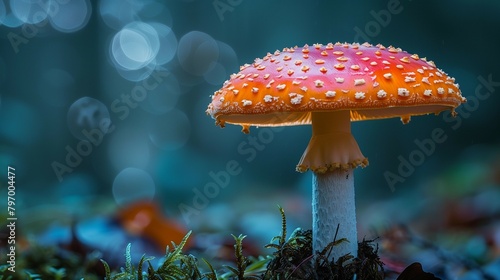 Magical Close-up of a Forest Mushroom, generative ai