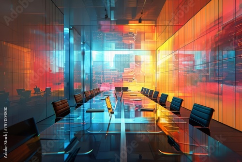 The conference room is alive with holographic presentations of the latest in ultramodern architectural designs © JK_kyoto